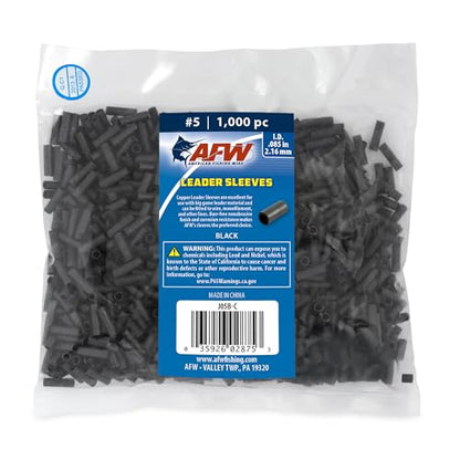 AFW Thin Wall Double Barrel Crimp Sleeves - Premium Fishing Copper Crimp Sleeve with Burr Free Black Finish, Enhanced Flexibility - Durable and Lightweight - Retail & Bulk Pack Available - color: Black, style: #5/.085" - 1,000 pc
