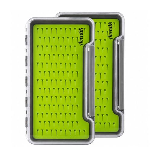 Aventik Fly Fishing Boxes Silicone Super Slim Fishing Storage Fishing Tackle Case Waterproof Best Pocket Sizes 7.36"X4.02"X0.63"/5.39"X3.74" X0.63'’(2pc-g048lb) - style: 2PC-G048LB:7.36"X4.02"X0.63"