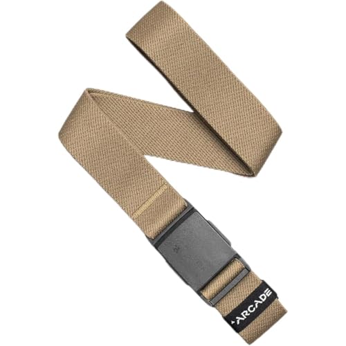 Arcade Belts Mens Explore Belt, Stretch Webbing for Max Comfort & Custom Fit, Metal-Free Buckle, Machine Washable Travel Belt - color: Sandstone