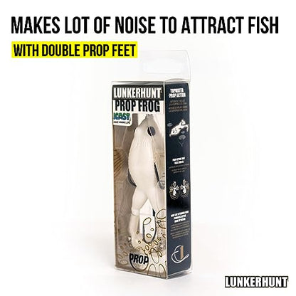 LUNKERHUNT - Frog Bait for Bass Fishing | Soft Hollow Body Weedless Frog for Bass Fishing and Trout | Weedless Realistic Bait Frog Lure, Freshwater with Sharp Hooks Lures and Double Propellers Feet - style: Pearl