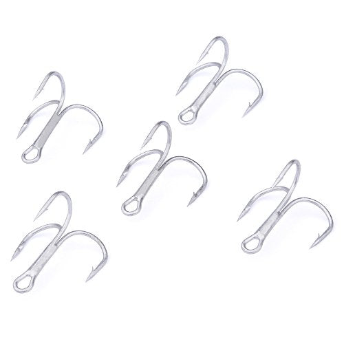 AMHDV 100pcs Treble Hooks Barbed Sharp Treble Hook for Freshwater and Saltwater - color: Silver, size: 4# 100pcs