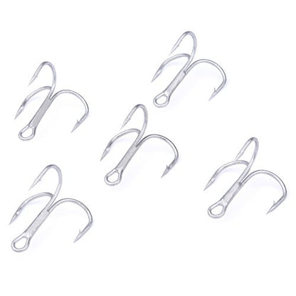 AMHDV 100pcs Treble Hooks Barbed Sharp Treble Hook for Freshwater and Saltwater - color: Silver, size: 4# 100pcs