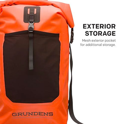 Grundéns Bootlegger Roll Top Backpack | Waterproof, 30L, Red Orange - color: Red Orange