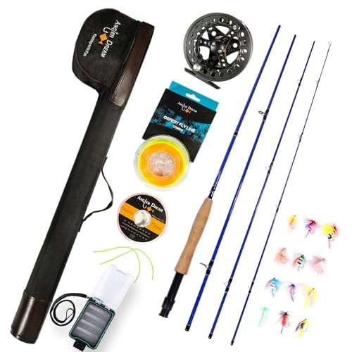 Fly Fishing Rod and Reel Combo - 3/5/8 WT Starter Kit with 4-Piece Fly Rod - color: Fly fishing kit 7-8WT Black Reel