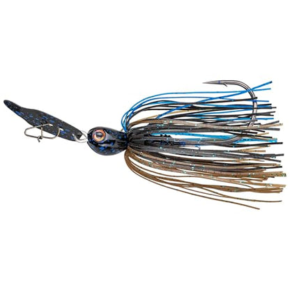 Strike King Thunder Cricket Fishing Lure, Vibrating Swim Jig, Silver Blade, 4/0 Jungle-Style Flipping Hook - color: Bruiser, size: 3/8 oz