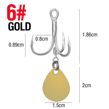10pcs 2 Colors Bladed Treble Hook with Willow Colorado Blade Replacement Fishing Hook Spinner Blade Bass Pike Walleye Trout Saltwater - size: 2# 10pcs