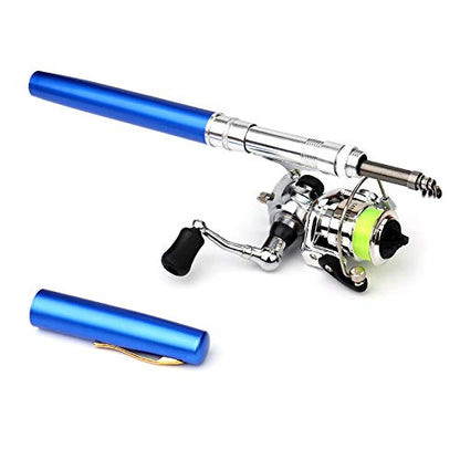 Lixada Fishing Rod Reel Combo Mini Pen Fishing Pole Kit Telescopic Fishing Rod Spinning Reel Combo Kit - color: Blue, size: 1.4 m
