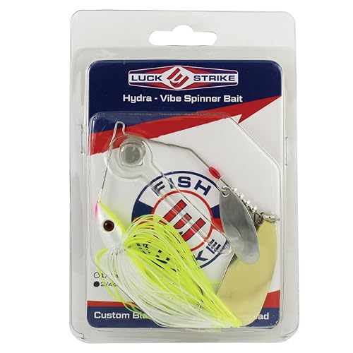 Hydra-Vibe Spinner Bait with Custom Blades - color: Chartreuse/White, size: 3/4 OZ