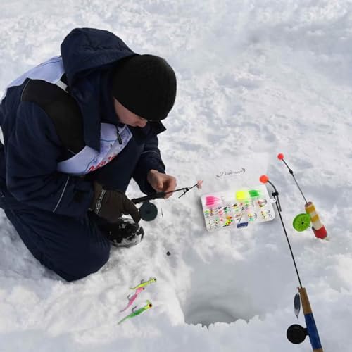 Dovesun Ice Fishing Jigs Kit Ice Fishing Lures Glow in The Dark Fishing Gear Lures 20-93Pcs Jig Head with Tackle Box for Panfish Walleye Crappie Perch Bluegil Trout - color: 93pcs