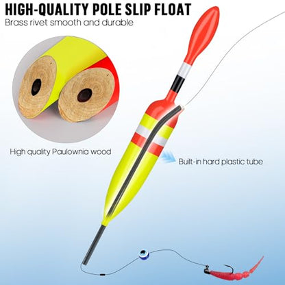THKFISH Fishing Bobbers Fishing Floats and Bobbers Slip Bobbers for Fishing Balsa Floats Crappie Fishing Bobbers 1/6oz(3.47"X0.47"X6.73") 3/8oz(3.84"X0.6"X 7.2") 1/2oz(4.13"X0.75"X7.87") - color: Black-Mixed