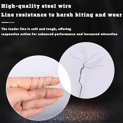 50pcs Fishing Wire Leaders Nylon-Coated Fishing Line Trace Lure Leaders with Swivels and Snaps Stainless Steel Fishing Tackle Leaders Tackle - color: Black, size: 12inch 50PCS