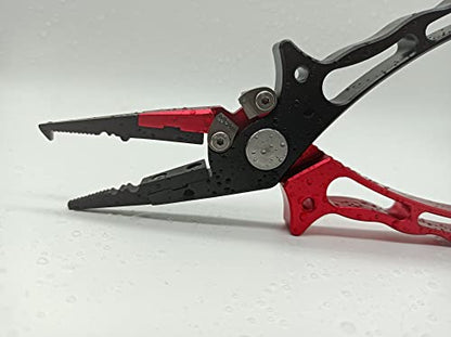 EDSTAR Fishing Pliers,Fish Lip Grippers with Missing Rope,Braid Scissors, Fishing Tools Set, Fishing Gifts for Men - color: 2# Red set
