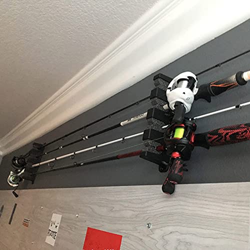 Horizontal 3/4/6 Rod Storage Rack Fishing Pole Holder Wall Mount Stand Foam Inserts with Screw for Garage Carp Accessory, Black - size: 3 holes