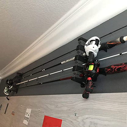 Horizontal 3/4/6 Rod Storage Rack Fishing Pole Holder Wall Mount Stand Foam Inserts with Screw for Garage Carp Accessory, Black - size: 3 holes