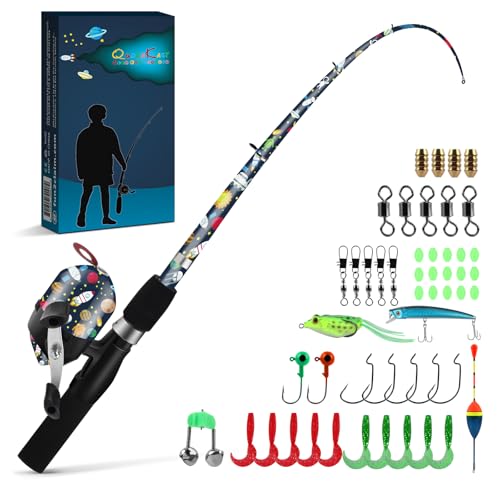 Kids Fishing Pole Set, Portable Telescopic Kids Fishing Poles for Boys and Girls Ages 4-8, Universe Trave-Themed