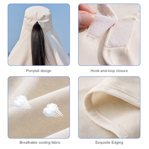 HUAMULAN Men Summer Sun Hat Women Safari Wide Brim Fishing Hats UV Protection Neck Flap Bucket Gardening Hiking Hunting Cap - color: Beige With Neck Flap