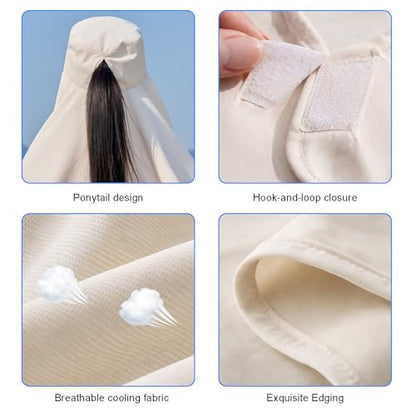 HUAMULAN Men Summer Sun Hat Women Safari Wide Brim Fishing Hats UV Protection Neck Flap Bucket Gardening Hiking Hunting Cap - color: Beige With Neck Flap
