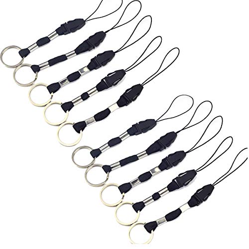 YOUOWO 10Pcs Nylon Finger Short Lanyards With Circular Ring Detachable | Lightweight,Quick Release,for Keys,Phone etc - color: 10 Pack-black