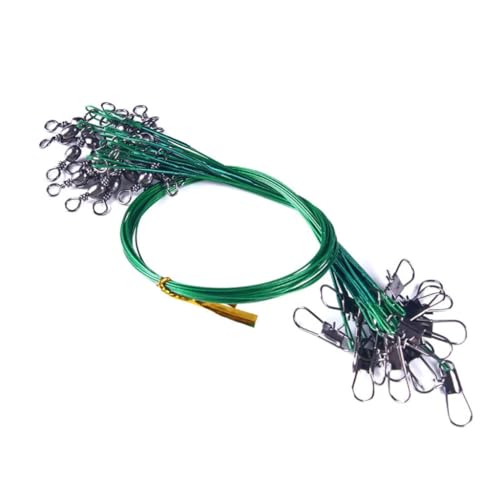 20 Pcs 20cm Super Strong Tensile Force Anti Bite Steel Fishing Line Steel Wire Leader with Rotating Snaps Fishing Lead Wire