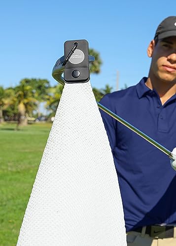 Magnetic Golf Towels for Golf Bags with Clip & Ultra Strong Magnet - Waffle Weave Microfiber Towel for Secure Hold on Bags & Carts - Ideal Club Cleaner & Accessories - White - color: White