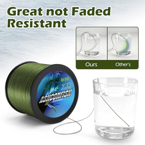 Ashconfish Braided Fishing Line Color Never Fade 8 Strands Super Strong PE Fishing Line Abrasion Resistant Fishing Wire Zero Stretch 6lb to 300lb - color: Army Green, size: 109Yards(100m)-8lb/0.12mm