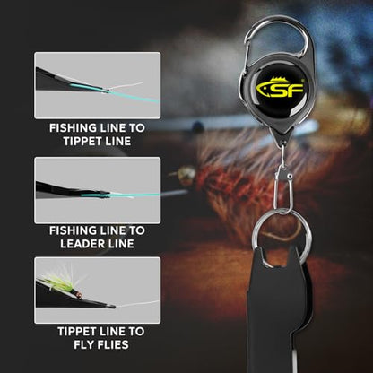 SF 3 in 1 Black Fly Fishing Nipper Fly Line Cutter Knot Tying Tool - style: Large-E
