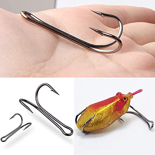 OROOTL Double Fishing Hooks, 50pcs Classic Frog Hooks High Carbon Steel Double Hook Fishing Barbed Open Shank for Saltwater Freshwater - size: 8#-50pcs
