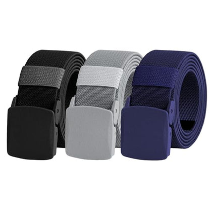 UNGGJKB Men's Tactical Belt, Nylon Casual Elastic Belt, Work Belt That Can Be Cut And Adjusted - color: Silver/Blue/Black-stretch