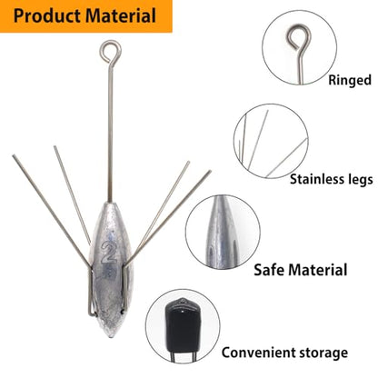 5 Pcs Sputnik Sinker Fishing Weights Lead Surfing Casting Spider Sinkers Long Tail Fishing Equipment for Catfish Saltwater Beach Sand Ocean - size: 3oz - 5pcs