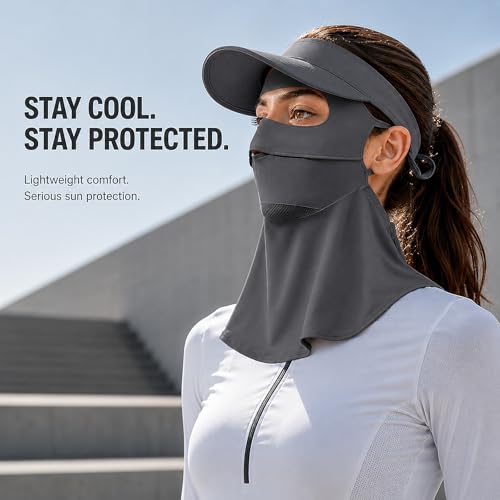Face Cover for Sun Protection UPF 50+ UV Face Mask, UV Face Shield for Golf, Hiking Fishing & Outdoors Breathable - color: Dark Grey