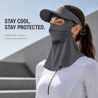 Face Cover for Sun Protection UPF 50+ UV Face Mask, UV Face Shield for Golf, Hiking Fishing & Outdoors Breathable - color: Dark Grey