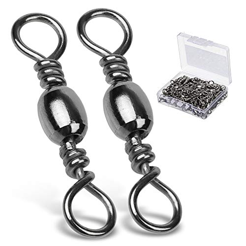 AMYSPORTS High Strength Fishing Swivels Barrel Solid Ring Barrel Fishing Swivel Rolling Fishing Tackle Line Connector Saltwater Freshwater Stainless Steel Accessories - size: Size3/0 (132lb) 50 pcs