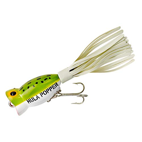 Arbogast Hula Popper Topwater Bass Fishing Lure - color: Frog White Belly, size: 1 1/4", 3/16 oz