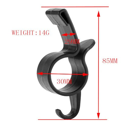 Car Seat Back & Trunk Multi-Hook – 2 Pack, Black Clip Holder Secures Fishing Rods, Umbrellas, Towels & Grocery Bags on 18–20 mm Posts, No Tools Needed