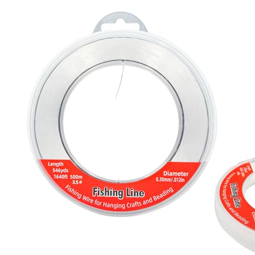 Nylon Fishing Line, 0.45mm 985ft,Strong Clear Invisible Hanging Wire for Crafts Beading, Decorative Pictures, Stringing Lights - size: 0.3mm-.012inch-1640ft