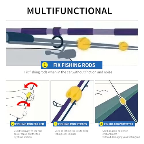 6 Pcs Silicone Fishing Rod Holder Ball Straps , Portable Fish Rod Clips Fixed Ball Rubber Pole Clips Fly Fishing Accessories，6 Colors