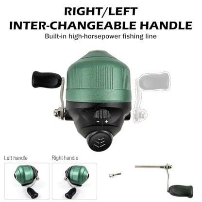 Spincast Fishing Reel, All-Metal Gears, Easy to Use Push Button Casting Design, Changeable Right/Left-Hand Retrieve - color: Green-Black
