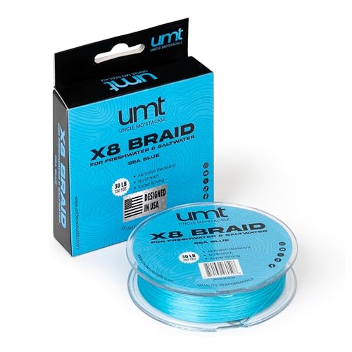 UMT Super Braid 150 Yards PE 8 Strand Fishing Line - High Strength, Available in 10lb 20Ib & 30Ib Moss Green and Sea Blue Options Pro Grade Zero Stretch Super Strong - Uncle Mo's Tackle - color: Sea Blue, size: 10LB, 150 Yards
