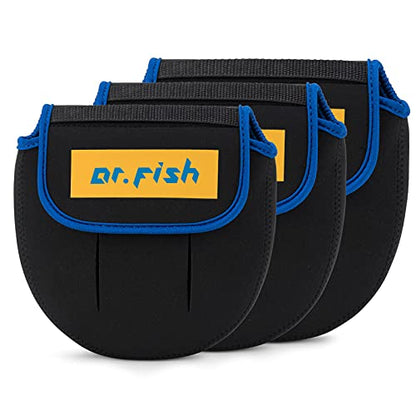 Dr.Fish Spinning Fishing Reel Cover, Fits 1000-6000+, Neoprene Protective Bag with Handle Slot, Spinning Reel Storage Case Pouch Accessories Mixed of 3 - color: L, XL, XXL-Upgrade/3 Pack