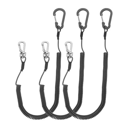 PATIKIL Fishing Lanyard, (59.06" Length, Black) (3Pcs), Retractable Coiled Tether Anti-Lost Rope Coiled with Carabiners and 360° Safety Buckle, Suit for - Fishing/Hunting/Hiking/Boating - color: Black, size: 59.06"