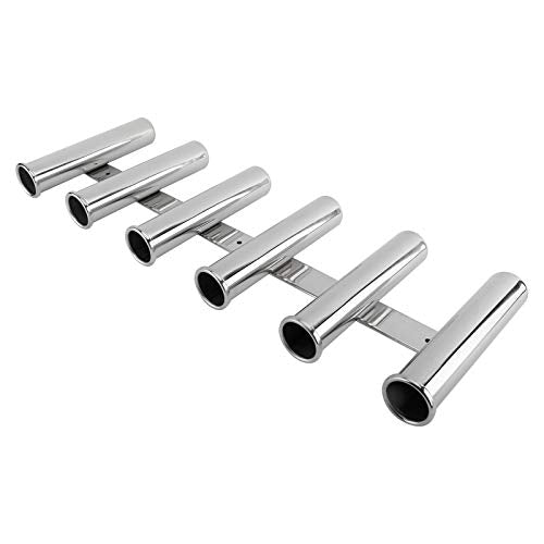 YaeMarine Fishing Rod Holder 316 Stainless Steel Fishing Rod Rack 3Tube/4Tube/5Tube/6Tube Mirror Finish for Marine Boat Yacht Camper - style: 6 Tube