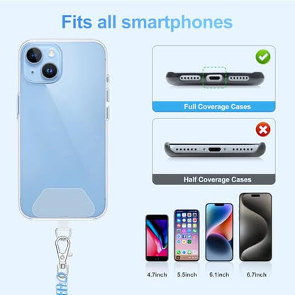 SHANSHUI Phone Lanyard Tether, Stretchy Phone Strap Patch Anchor Outdoor Climbing Hook Compatible for Most Smartphones - color: Purple+blue
