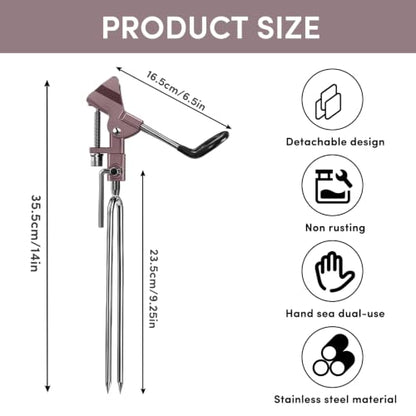 Catfish Rod Holder, Stainless Steel 360° Adjustable & Detachable Fishing Pole Holder for Bank, Boat, Beach, Shore & Ground, Gift for Men