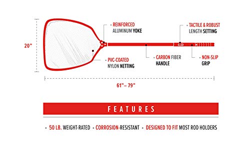 BUBBA Extendable Net with Corrosion Resistant Construction, Non-Slip Grip Handle and Carbon Fiber Shafts for Fishing, Angling, Boating and Outdoors - size: Medium