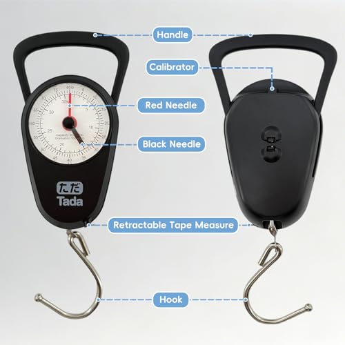 Tada 80lb/35kg Analog Fish Scale with 39-Inch Tape Measure | Manual Scale for Fishing, Farm, Luggage with Memory Pointer, No Battery Needed