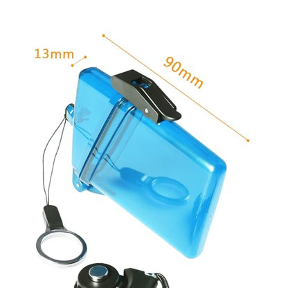 2pcs Sport Waterproof ID Card Badge Holder Case with Lanyard Cover Multiple Credit Cards, Registration, ins Card Heavy Duty Durable Locker Dry Box (Blue) - color: Blue