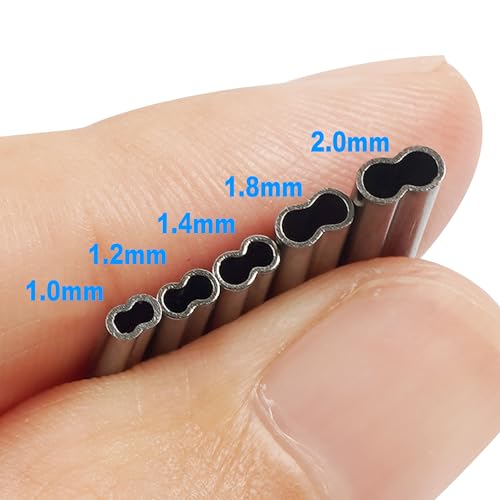 OROOTL Fishing Crimp Sleeves Kit, 500PCS Double Barrel Fishing Line Crimps Sleeves Brass Copper Crimping Loop Tubes Connector Wire Leader Rigging Tackle for Saltwater Freshwater
