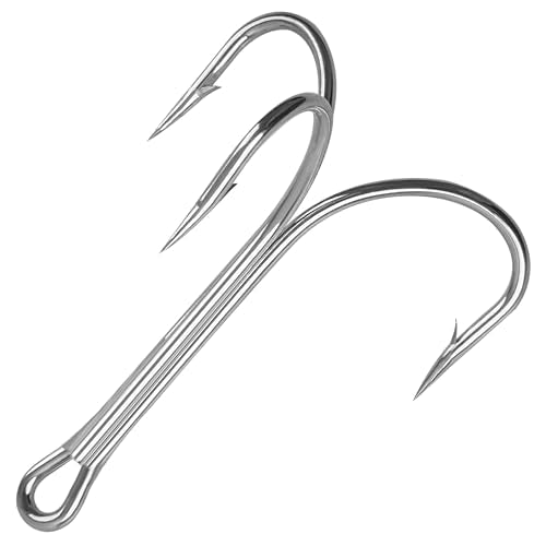 Classic Treble Fishing Hooks,10/20pcs Large Treble Hooks Barbed Strong Sharp Silver Big Game Triple Fish Hook for Saltwater Freshwater Fishing Size 4/0 6/0 7/0 8/0 10/0 - size: 4/0-20pcs