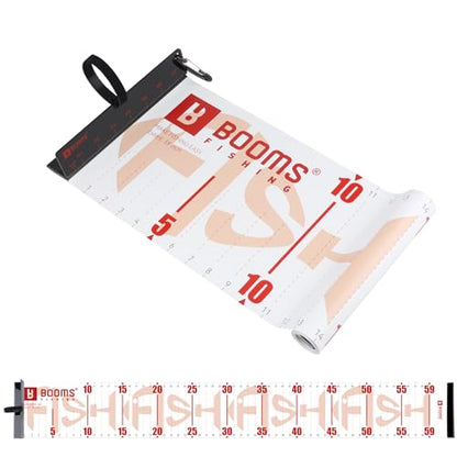 Booms Fishing 59" Fish Ruler: Fish Measuring Board - Measuring Tape with Bump Board - Rolling & Portable with Carabiner, Waterproof Fishing Measure Tool for Saltwater, Rl4 Red - color: Red with white