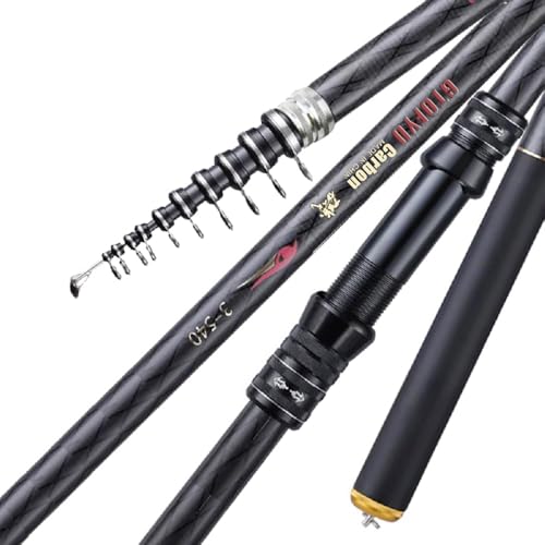 Portable Telescopic Fishing Rod – 9/12/15/18/20ft Carbon Spinning Rod, Ultralight for Small to Medium Fish, Lure 0.2-1.5oz, Ideal for Travel, Trout & Carp - size: 3.6M/12Ft